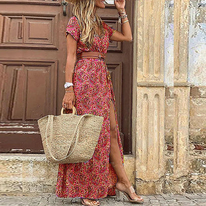 Justine™ – Robe longue bohème fluide avec ceinture